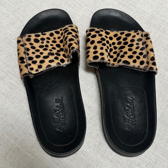 Loeffler Randall leopard print & black slide sandals size 8 - Picture 1 of 6